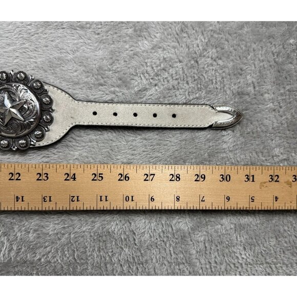 Kate Cate XXS Regina Belt White In Nappa Calfskin w/ Silver Star Conchos & Adjus main image 7